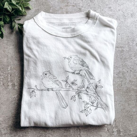 American Eagle Outfitters Tops - American Eagle White Long Sleeve Graphic Tee Size XS